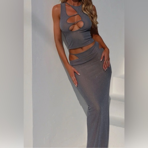 OUTCAST ARDELL MAXI SKIRT And TOP SET SILVER SPL XS - Picture 7 of 7